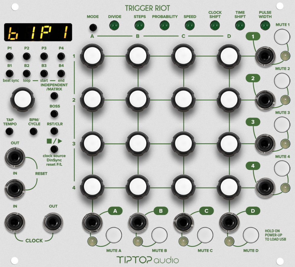 Tiptop Audio Trigger Riot Eurorack Sequencer Module (White)