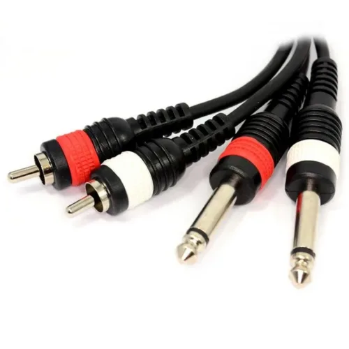 Cable – 2 x RCA Phono Plug – 2 x 6.35mm TS Jack Plug (5m)