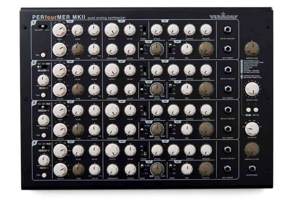 Vermona PERfourMER MKII Quad Analog Synthesizer + Rack Ears + Wooden Side Panels (MIDI Only)