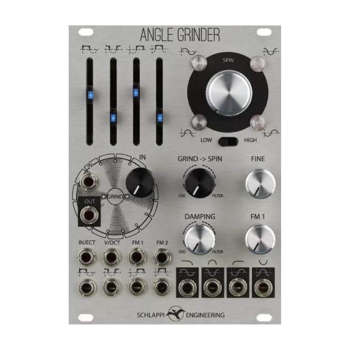 Schlappi Engineering Angle Grinder Eurorack Oscillator Module (Silver