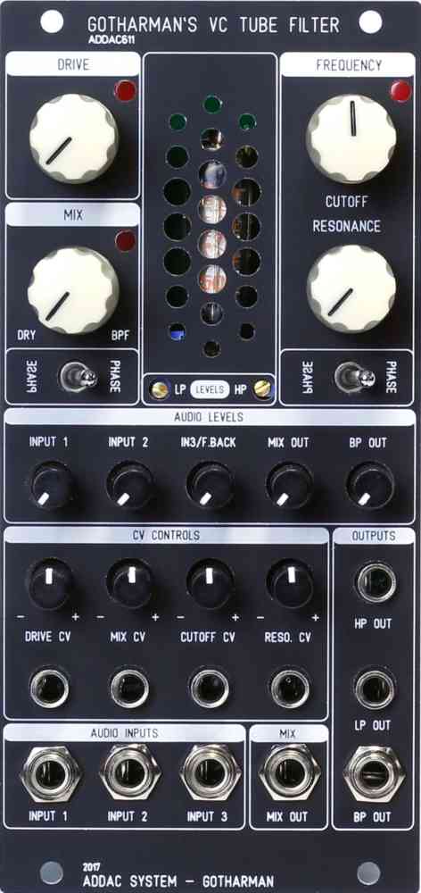 ADDAC 611 Gotharman’s VC Tube Filter Eurorack Module (Black)