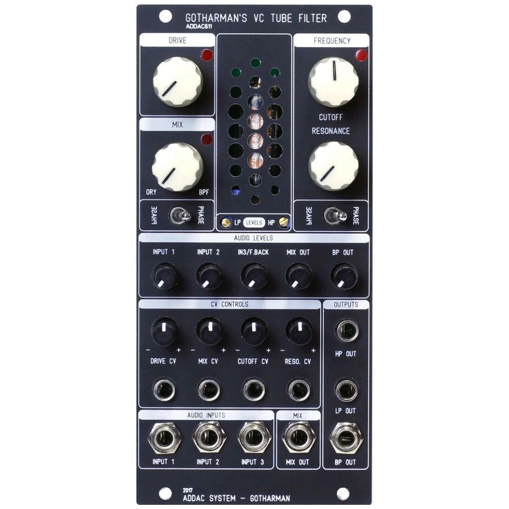 ADDAC 611 Gotharman’s VC Tube Filter Eurorack Module (Black)