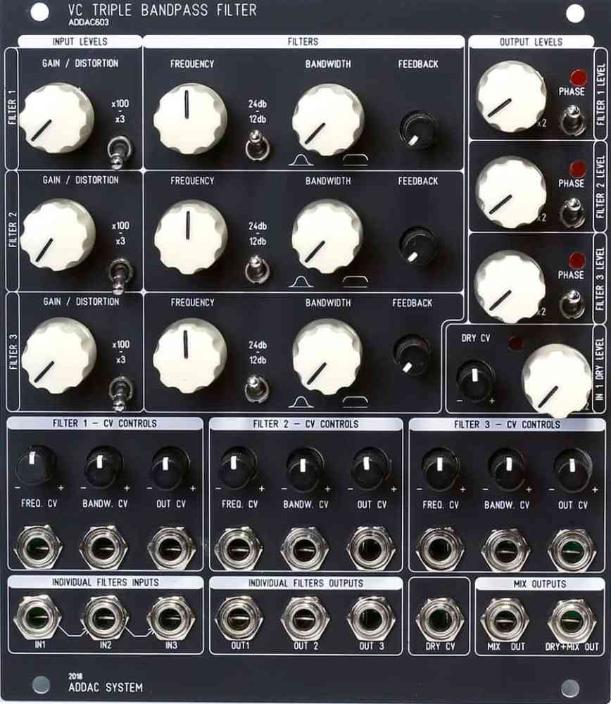 ADDAC 603 VC Triple Bandpass Filter Eurorack Module (Black)