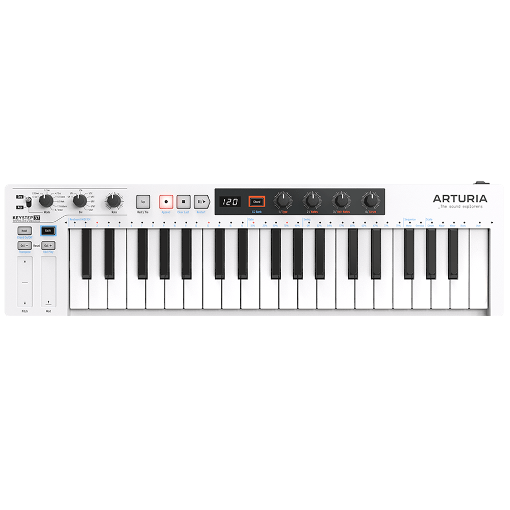 Arturia Keystep 37 Hardware MIDI/CV Keyboard Controller (White)