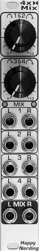 Happy Nerding 4xStereo Mix Quad Stereo Eurorack Mixer Module (Silver)