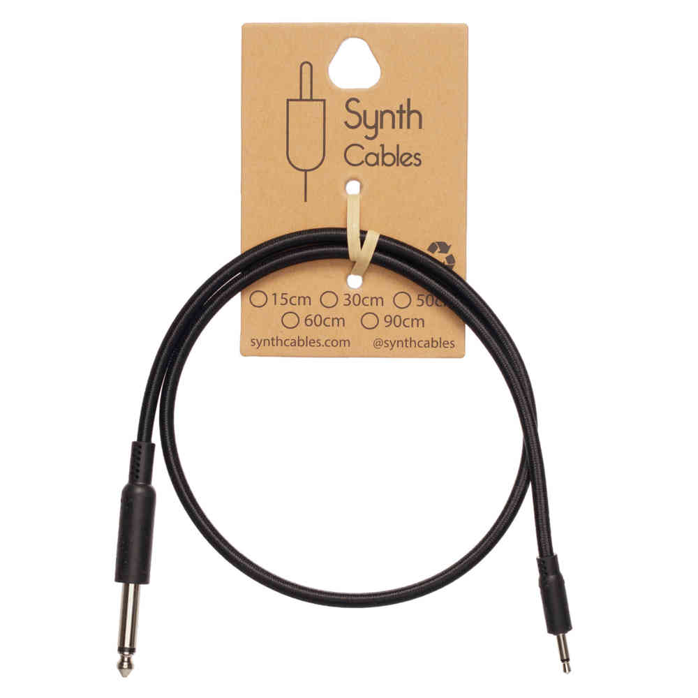 Synth Cables Premium 3.5mm – 6.5mm TS Braided Adapter Cable 90cm (Black)