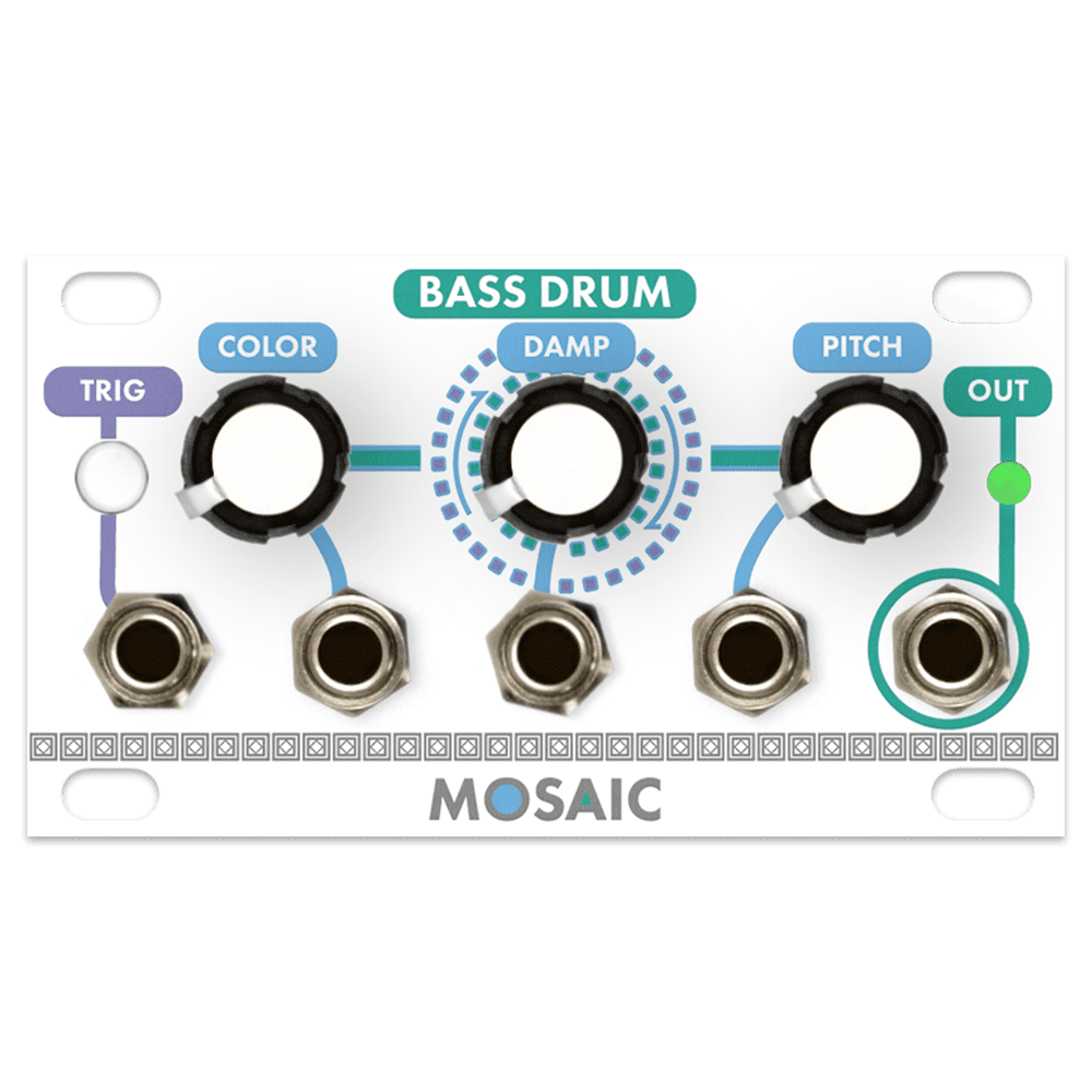 Mosaic Bass Drum 1U Eurorack Module (White)