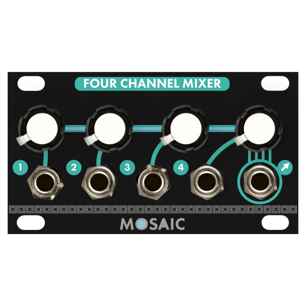 Mosaic Four Channel Mixer 1U Eurorack Module (Black)