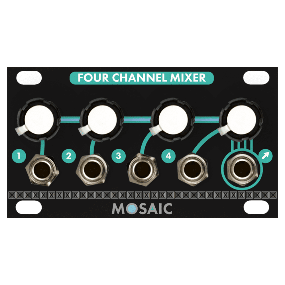 Mosaic Four Channel Mixer 1U Eurorack Module (Black)