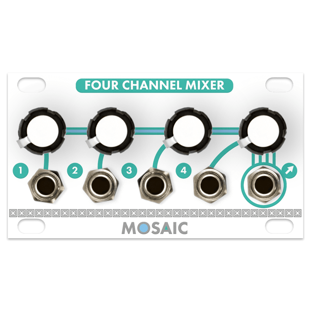 Mosaic 1U Eurorack Four Channel Mixer Module (White)