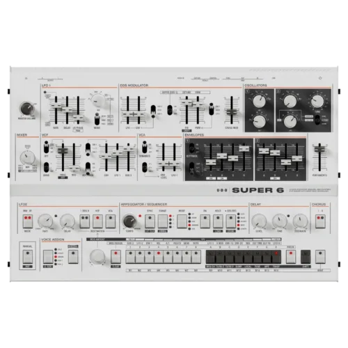 UDO Super 6 Desktop Binaural Polyphonic Analog Hybrid Synthesiser (Light Grey)