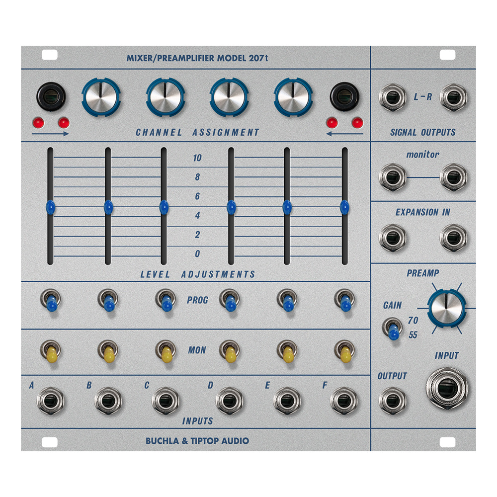 Buchla and TipTop Audio 207t Eurorack Mixer/Preamplifier Module
