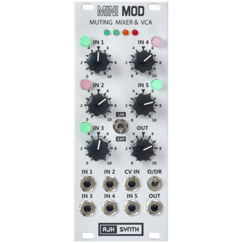 AJH Synth MiniMod Muting Mixer & VCA Eurorack Module (Silver)
