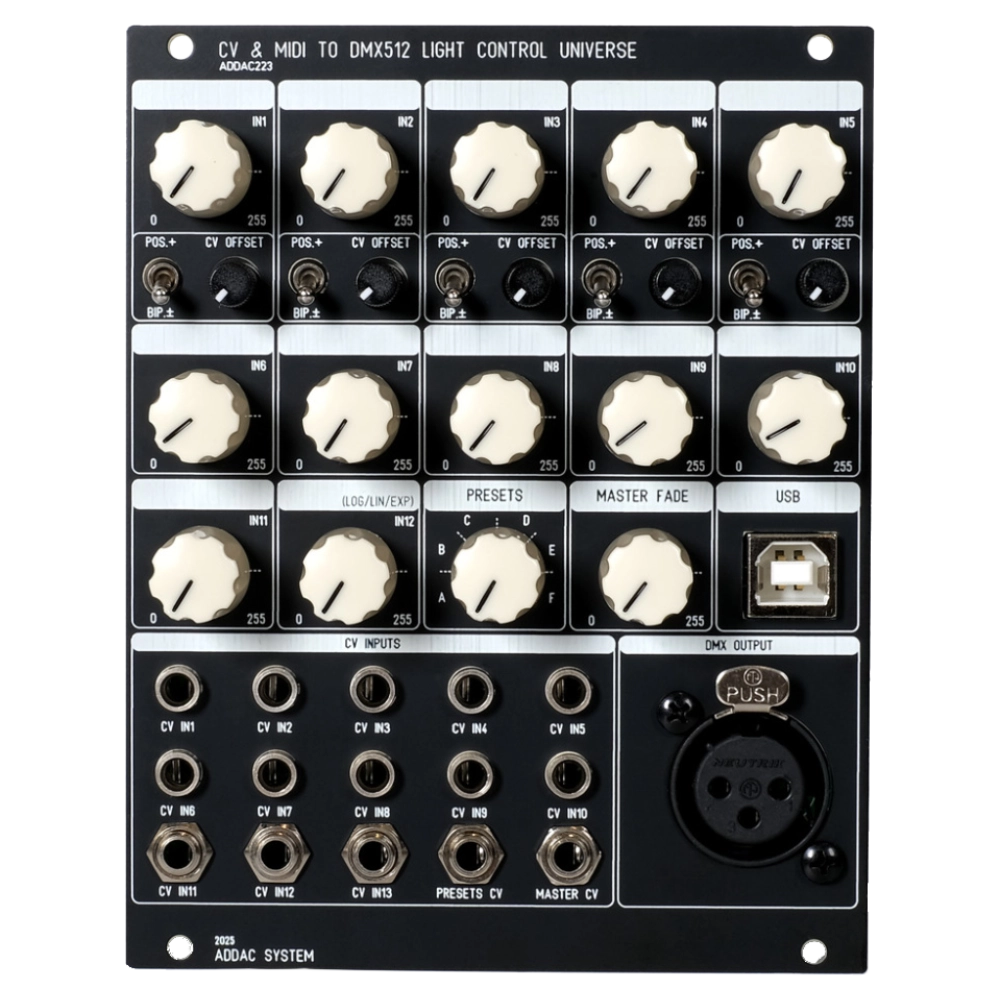 ADDAC 223 CV MIDI to DMX512 Light Control Universe Eurorack Module