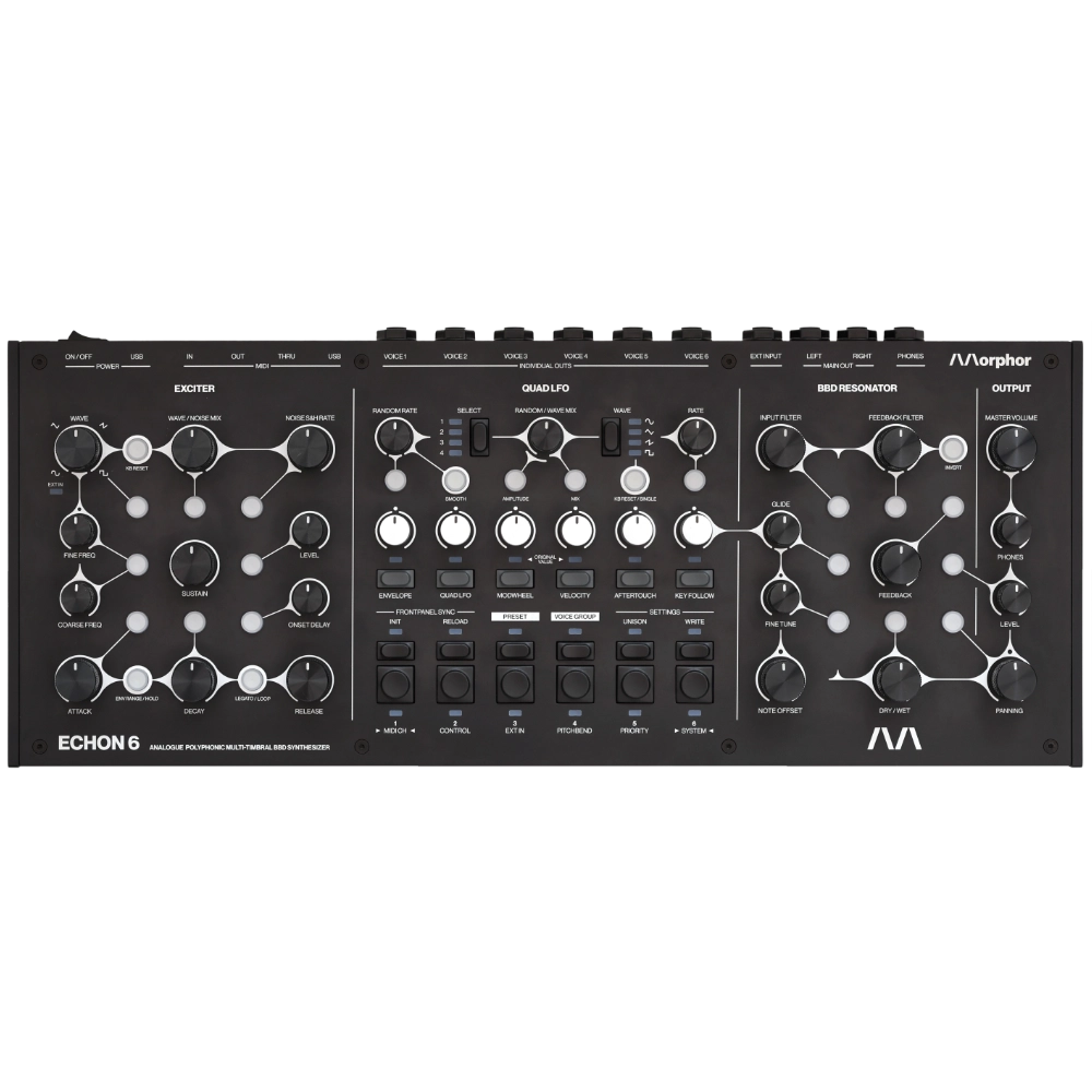 Morphor Echon 6 Analogue Polyphonic Multi-Timbral BBD Synthesiser